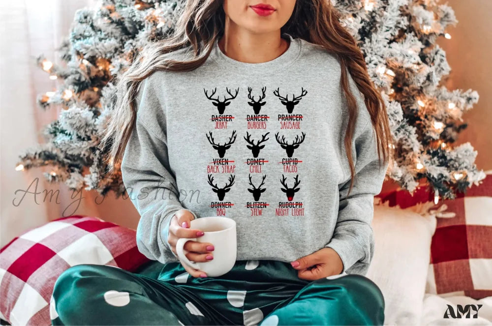 Wapiti Print Deer Hunting Christmas Hoodie - Cute Cotton Hot Sale Gift Gray / S