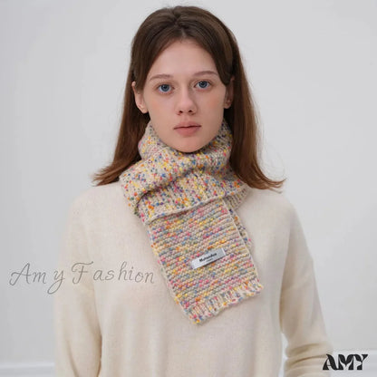 Warm Multi-Color Dot Acrylic Cashmere Small Scarf For Autumn Winter