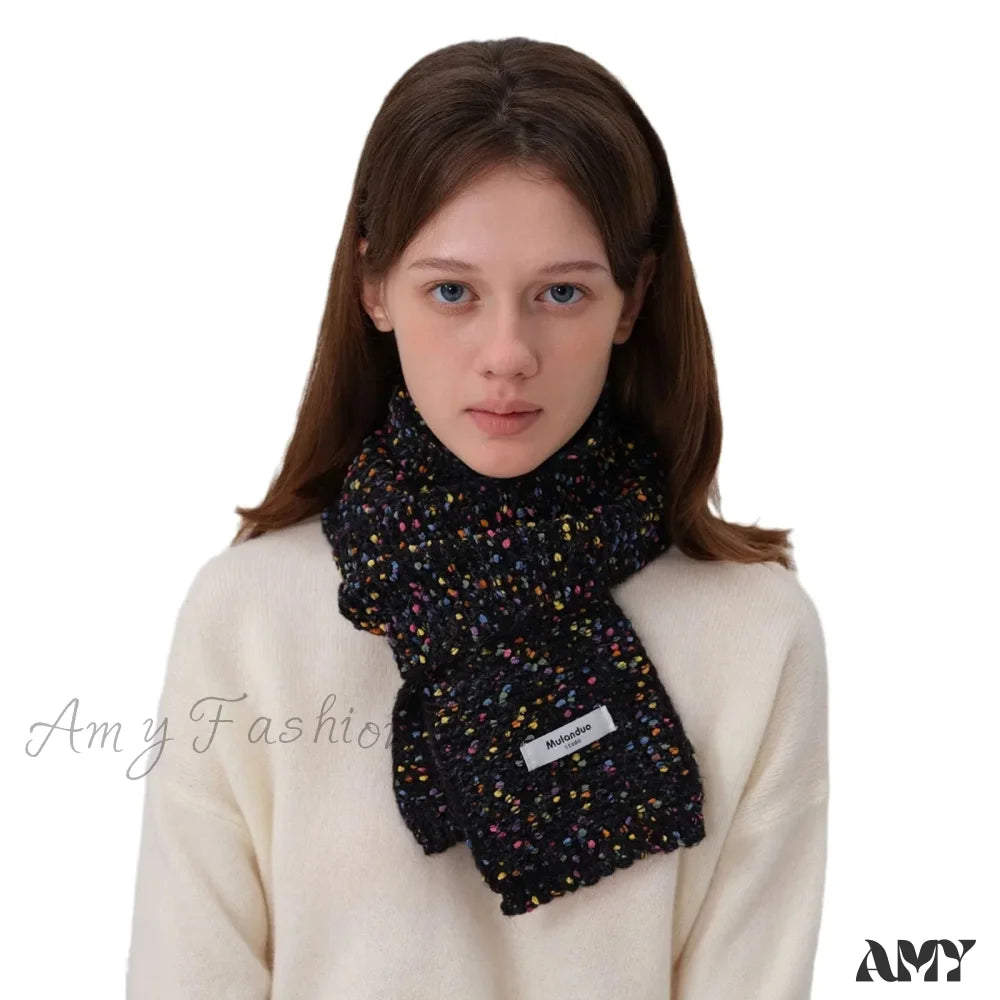 Warm Multi-Color Dot Acrylic Cashmere Small Scarf For Autumn Winter