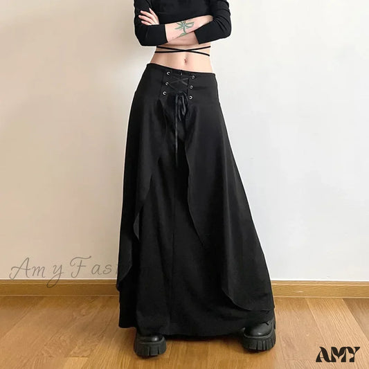 Wedding Skirt Layered Vintage Party Ruffle Elegant Guest A Waist Line High Solid Black Maxi Cake