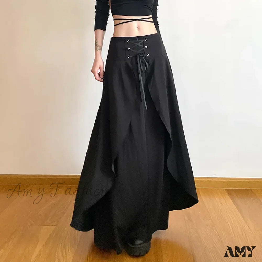 Wedding Skirt Layered Vintage Party Ruffle Elegant Guest A Waist Line High Solid Black Maxi Cake