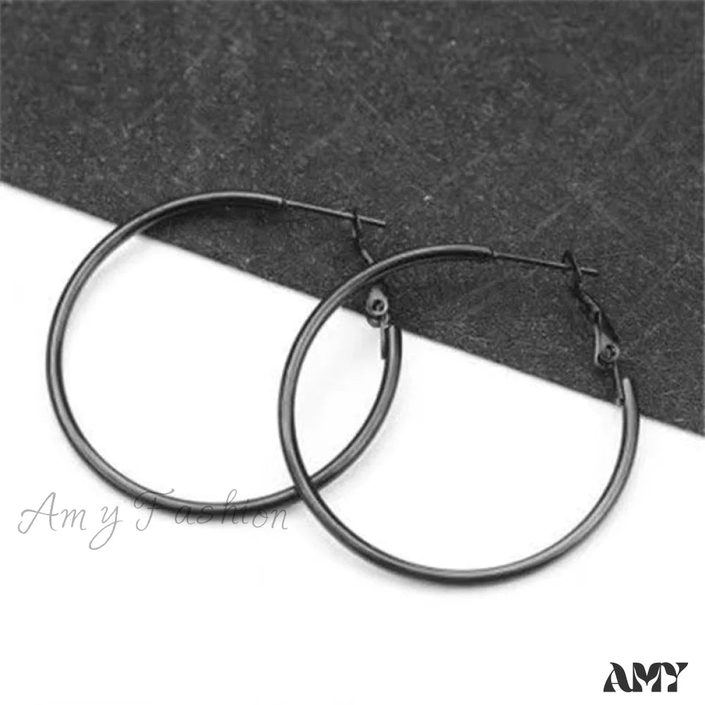 Wholesale Stainless Steel Multiple Sizes Hoop Earrings 30Mm Black