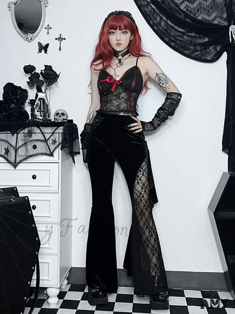 Wide Gothic Halloween Pants Leg