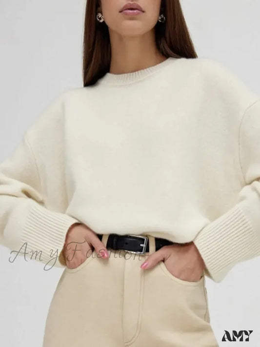 Winter Warm Thick Knit Solid Black Soft Pullover Loose Korean Autumn Women Coat O Neck Sweater