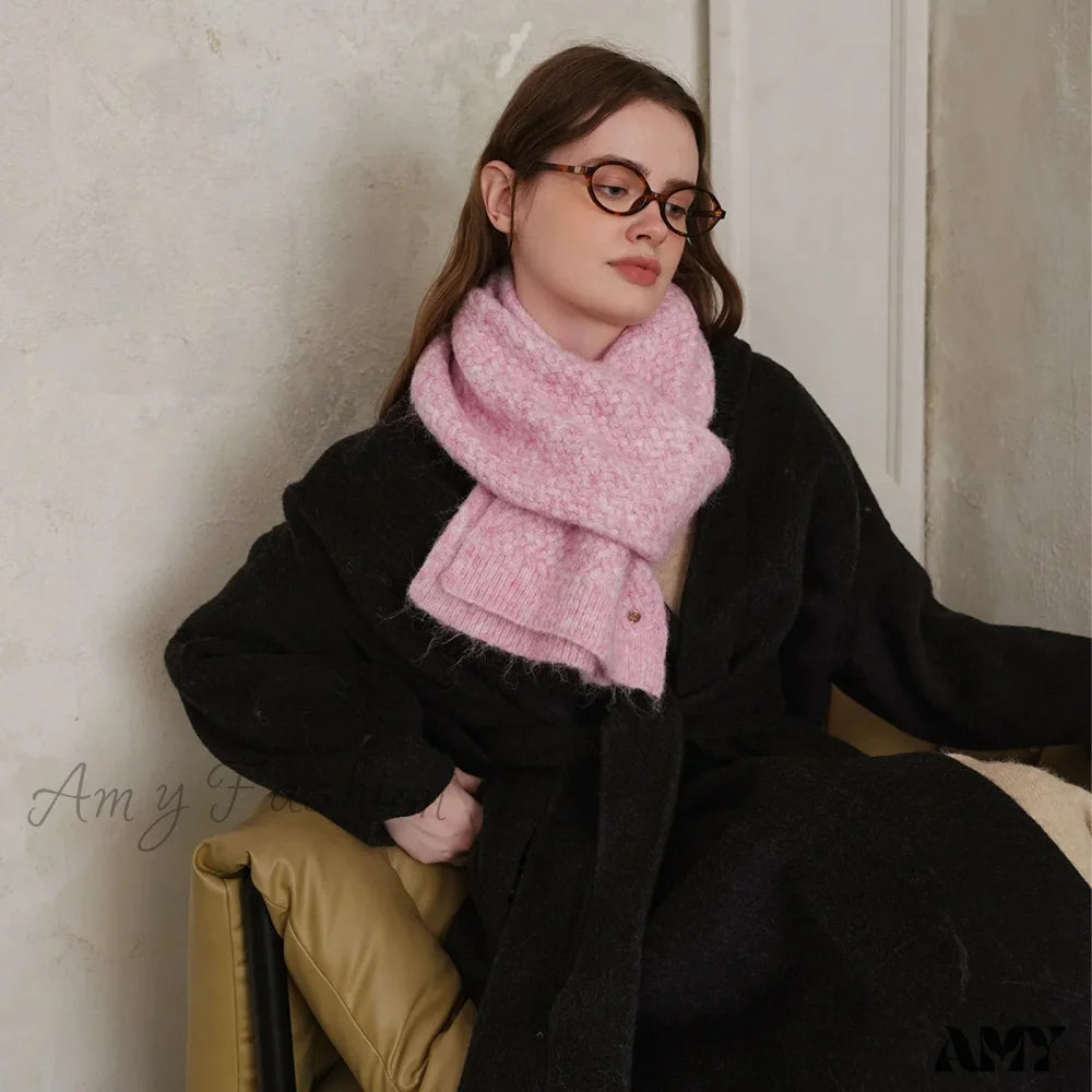 Winter Weave Argyle Solid Travel Scarf Hot Pink / L165Cm W23Cm