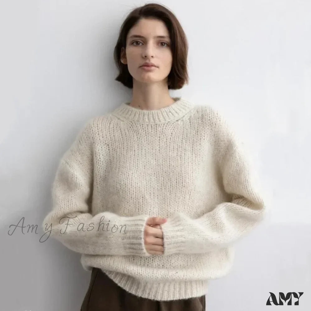 Women 24Th Autumn Winter New Mohair Lazy Feeling Loose Wool Stylish Sweater