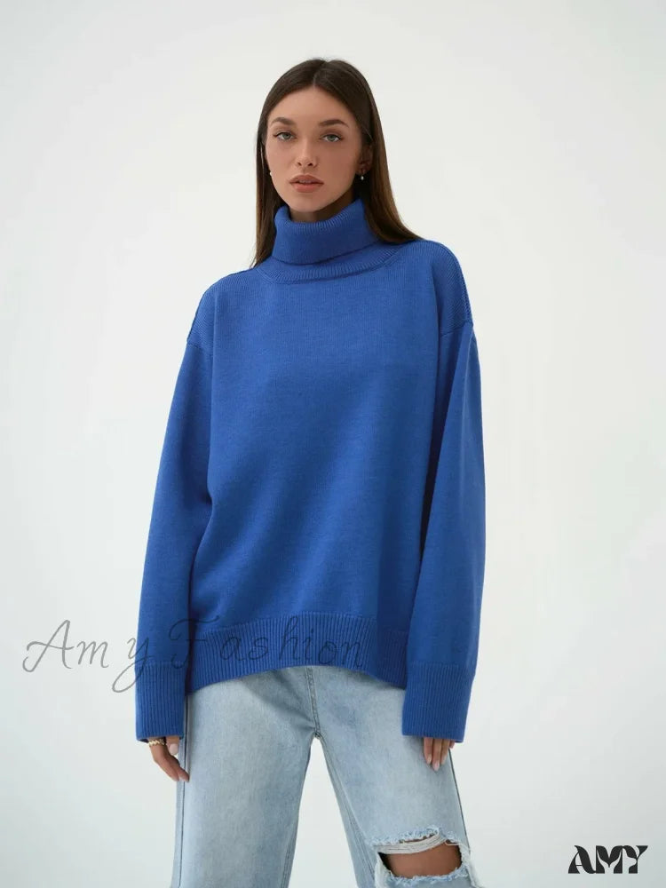 Women Autumn Winter Thick Warm Pullover Top Oversized Casual Loose Knitted Sweater