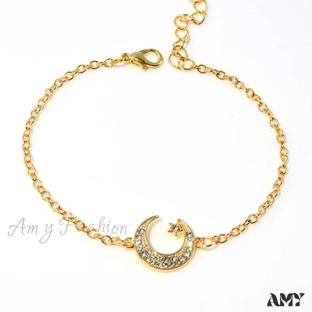 Women Creative Star Moon Pattern Bracelet Gold