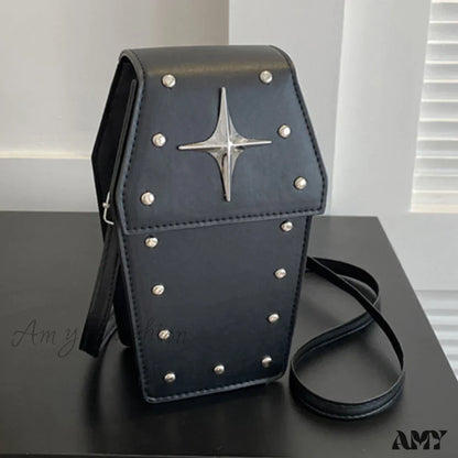 Women Handbag Casual Halloween Dark Leather Personalized Gothic Star Retro Pu Rivet Black