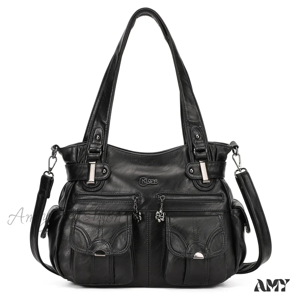 Women Pu Crossbody Large Messenger Leather Shoulder Designer Tote Bag Black