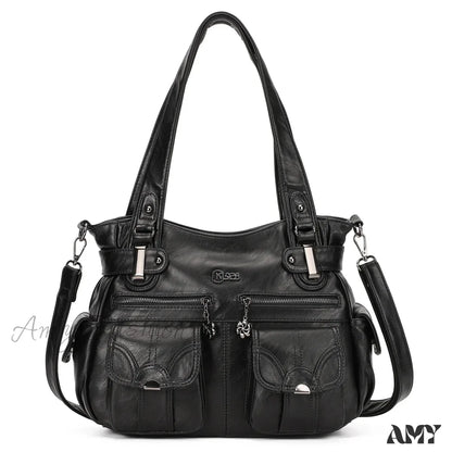 Women Pu Crossbody Large Messenger Leather Shoulder Designer Tote Bag Black