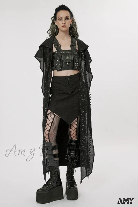 Women’s Asymmetrical Skirt Dark A-Shaped Style Jacquard Sexy Gothic Long Personality Design