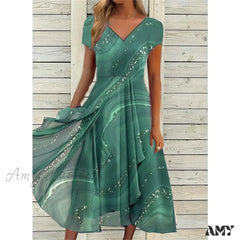 Women’s Long Chiffon Stitching Lace Female Bridesmaids Elegant Maxi Pure Color Round Neck