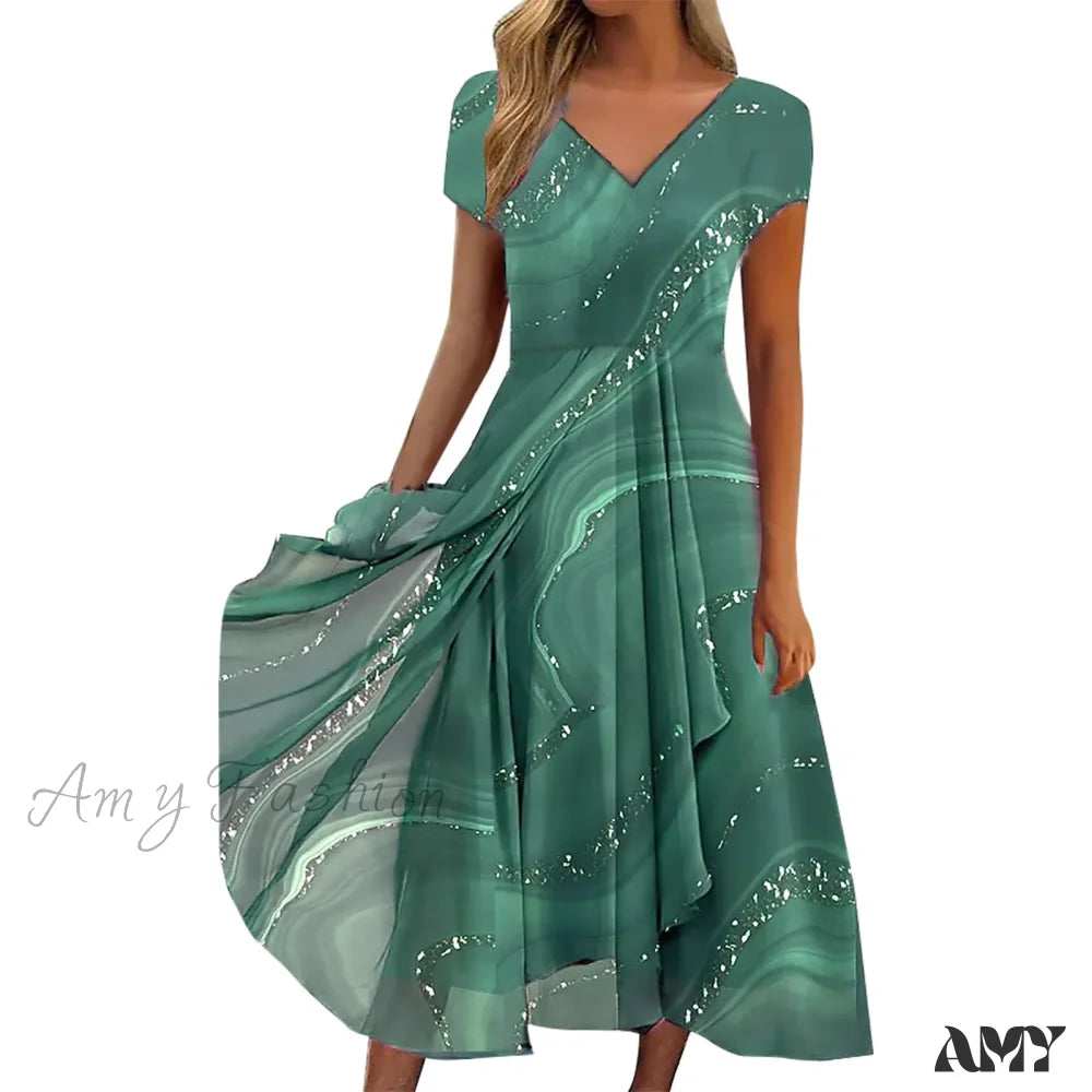 Women’s Long Chiffon Stitching Lace Female Bridesmaids Elegant Maxi Pure Color Round Neck
