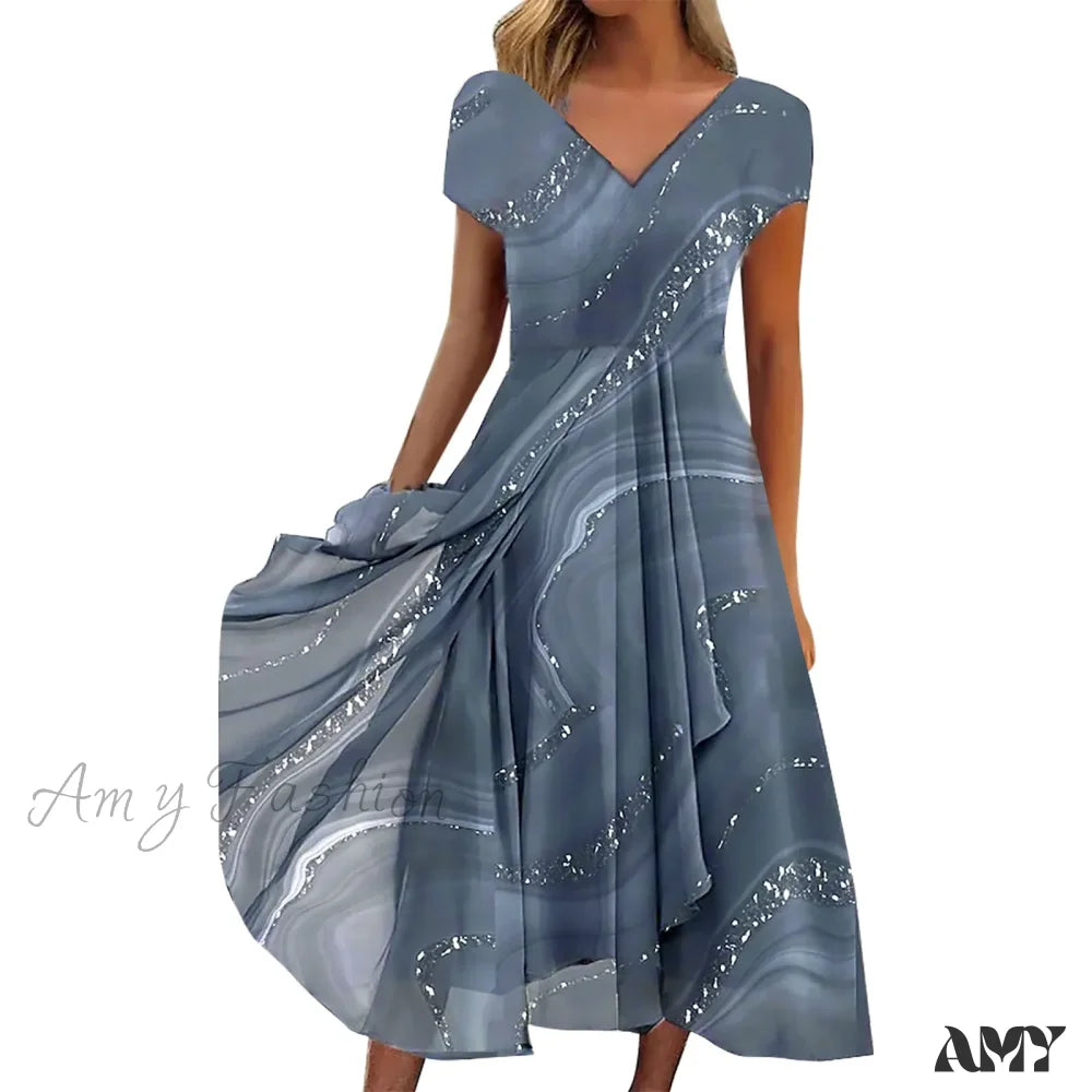 Women’s Long Chiffon Stitching Lace Female Bridesmaids Elegant Maxi Pure Color Round Neck