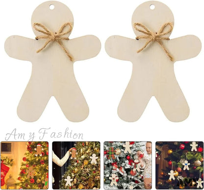 Wooden Gingerbread Men Christmas Ornaments - Diy Crafts (Set Of 10)