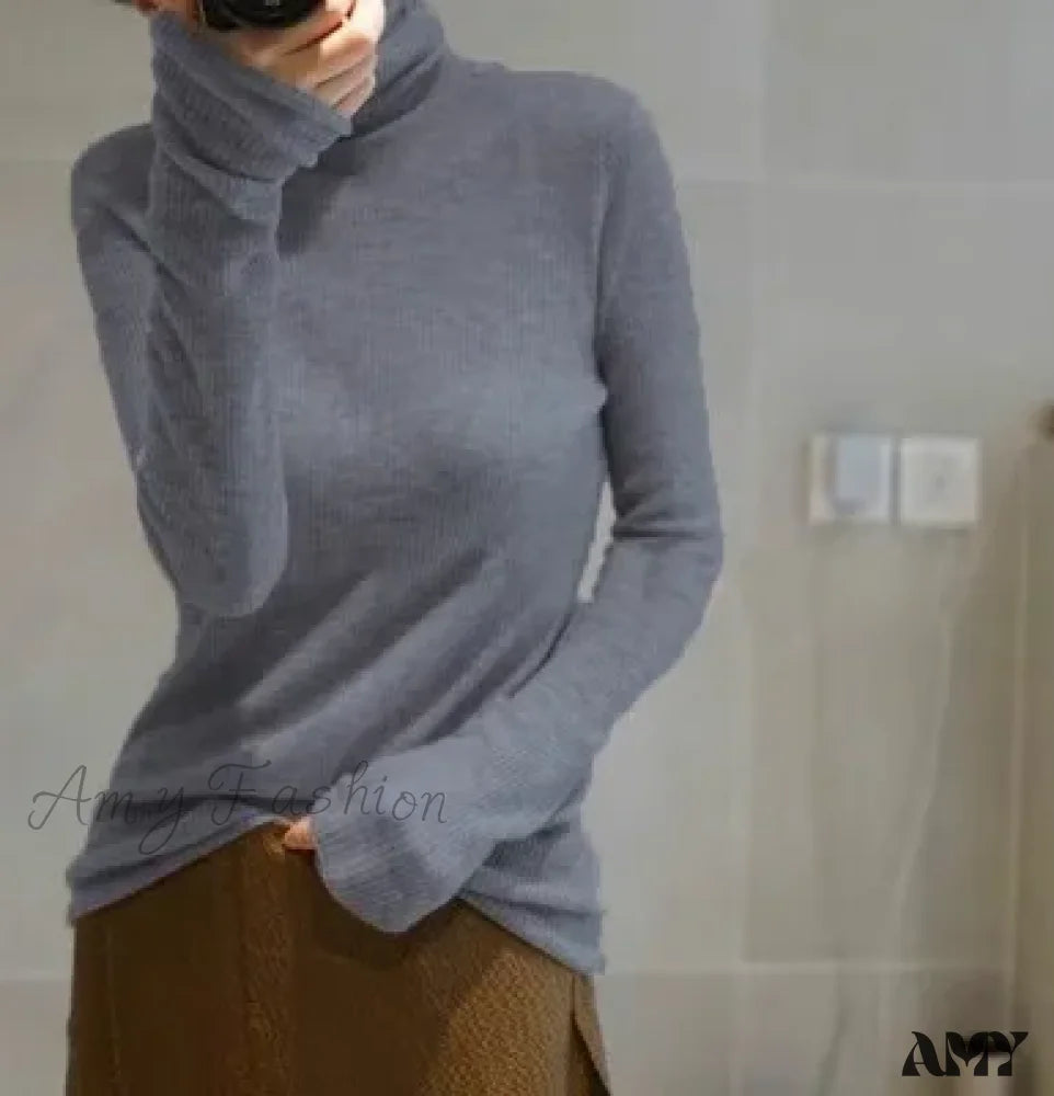 Worsted Micro Transparent Cashmere Women’s Slim Wool Base Knitting Elegant Stylish Autumn Winter