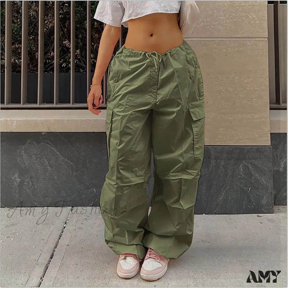 Y2K Cargo Casual Vintage Drawstring Tech Streetwear Hip Hop Baggy Trouser