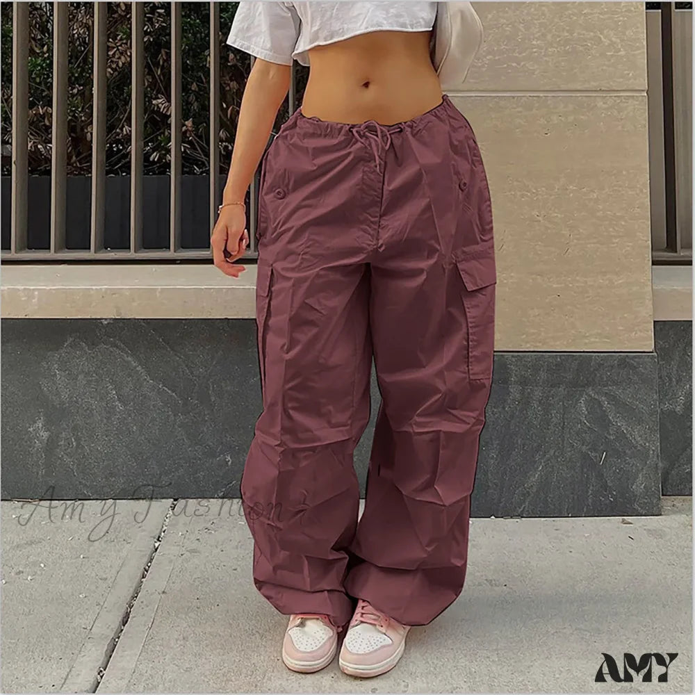 Y2K Cargo Casual Vintage Drawstring Tech Streetwear Hip Hop Baggy Trouser