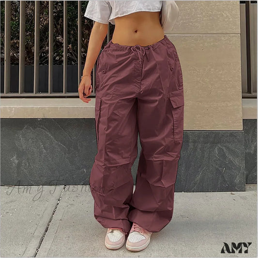 Y2K Cargo Casual Vintage Drawstring Tech Streetwear Hip Hop Baggy Trouser