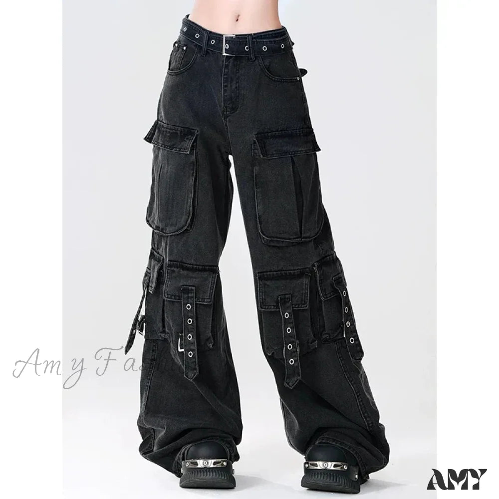 Y2K Cargo Pants Japanese Halloween Black / Xs