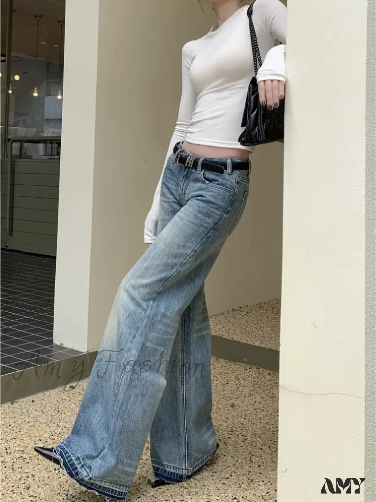 Y2K Low Waist Flare Spring Summer Autumn Fashion Lady Denim Rise Jean