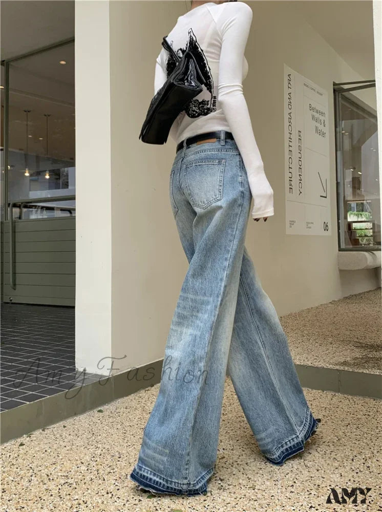 Y2K Low Waist Flare Spring Summer Autumn Fashion Lady Denim Rise Jean