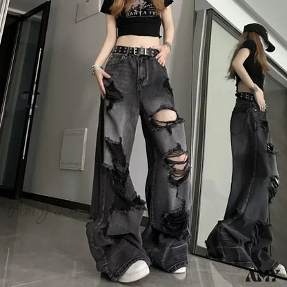 Y2K Pants Halloween Ripped Black / M