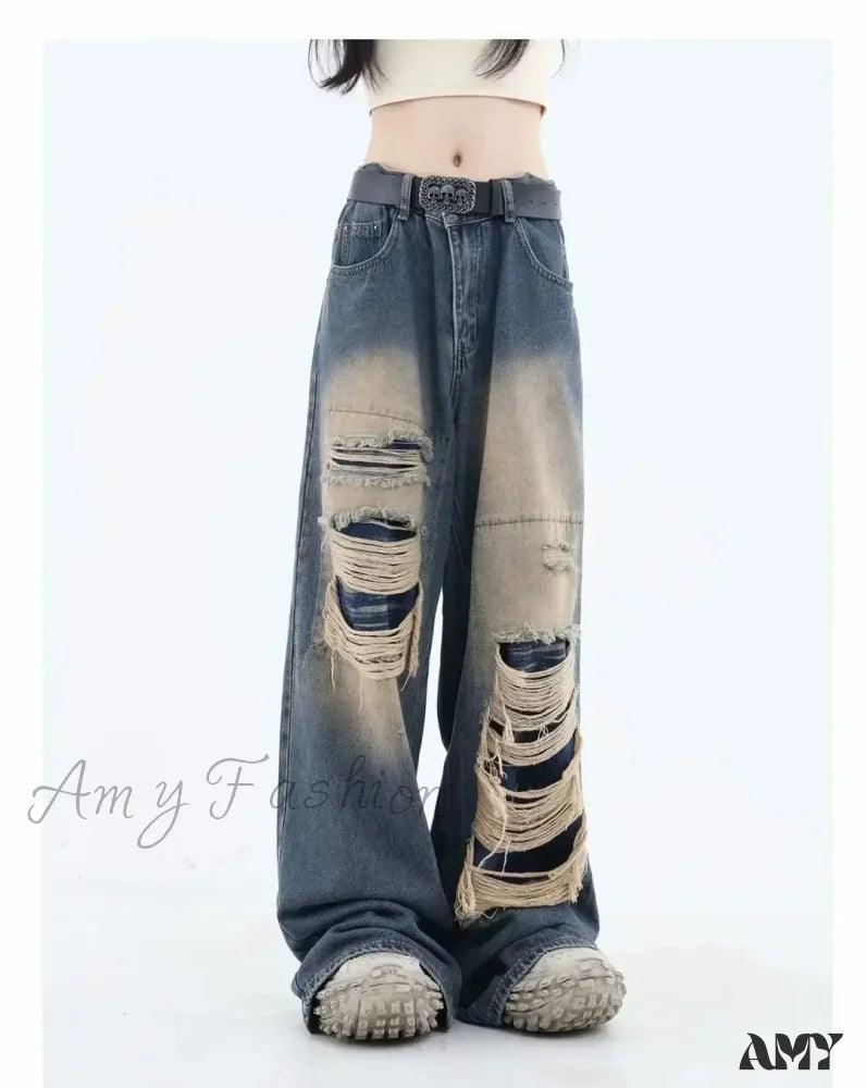 Y2K Pants Halloween Ripped Blue / M