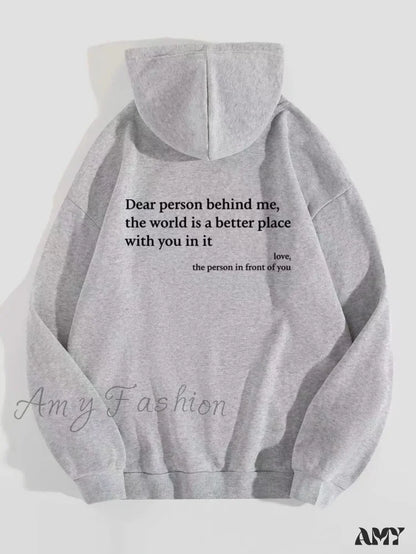 Y2K Pullover Hooded Printed Letter Oversize Aesthetic Hoodie Gray / S