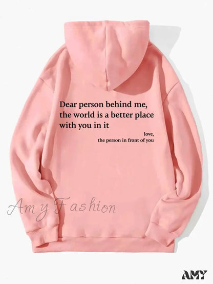 Y2K Pullover Hooded Printed Letter Oversize Aesthetic Hoodie Pink / S