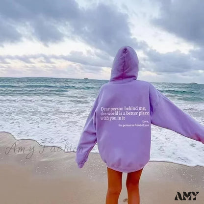 Y2K Pullover Hooded Printed Letter Oversize Aesthetic Hoodie Purple / S