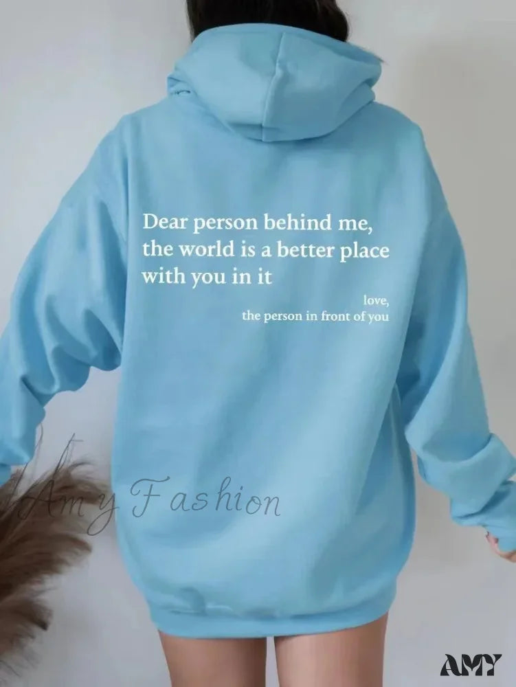 Y2K Pullover Hooded Printed Letter Oversize Aesthetic Hoodie Sky Blue / S