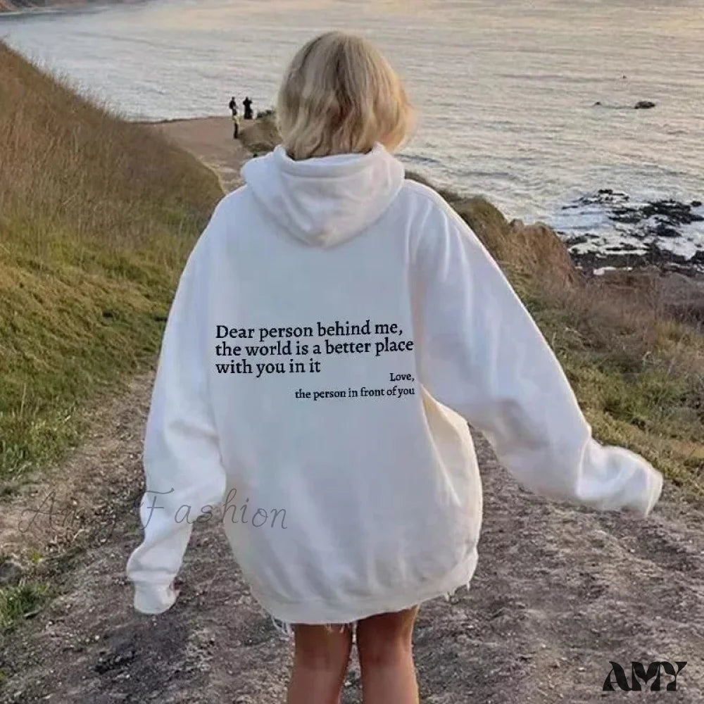 Y2K Pullover Hooded Printed Letter Oversize Aesthetic Hoodie White / S