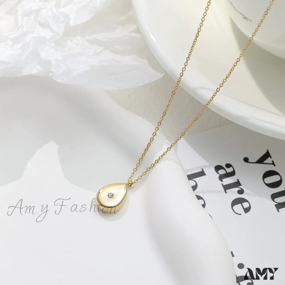 Ziircon Inlaid Temperament 14K Gold Clavicle Necklace