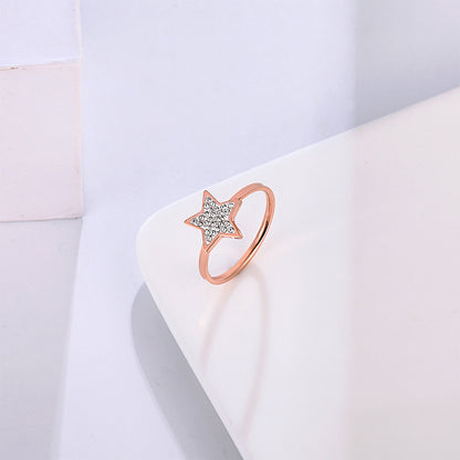 Five-pointed Star Full Diamond Titanium Steel Ring
