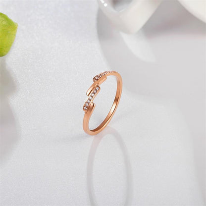 Korean Style Titanium Steel Diamond Ring