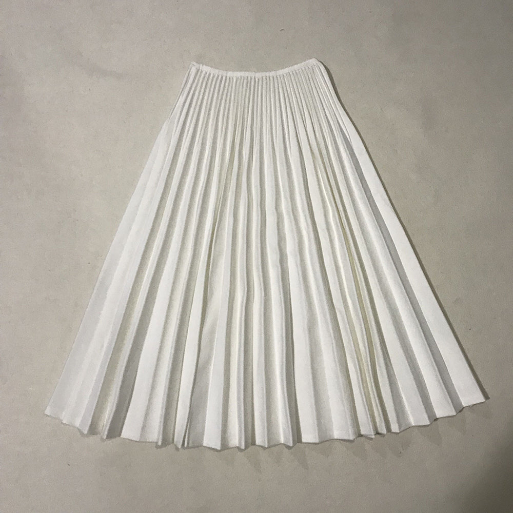 High Waist White Long Skirt