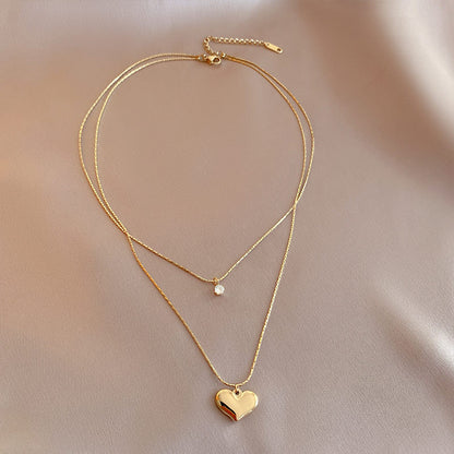 14K Gold Glossy Heart Pendant Necklaces