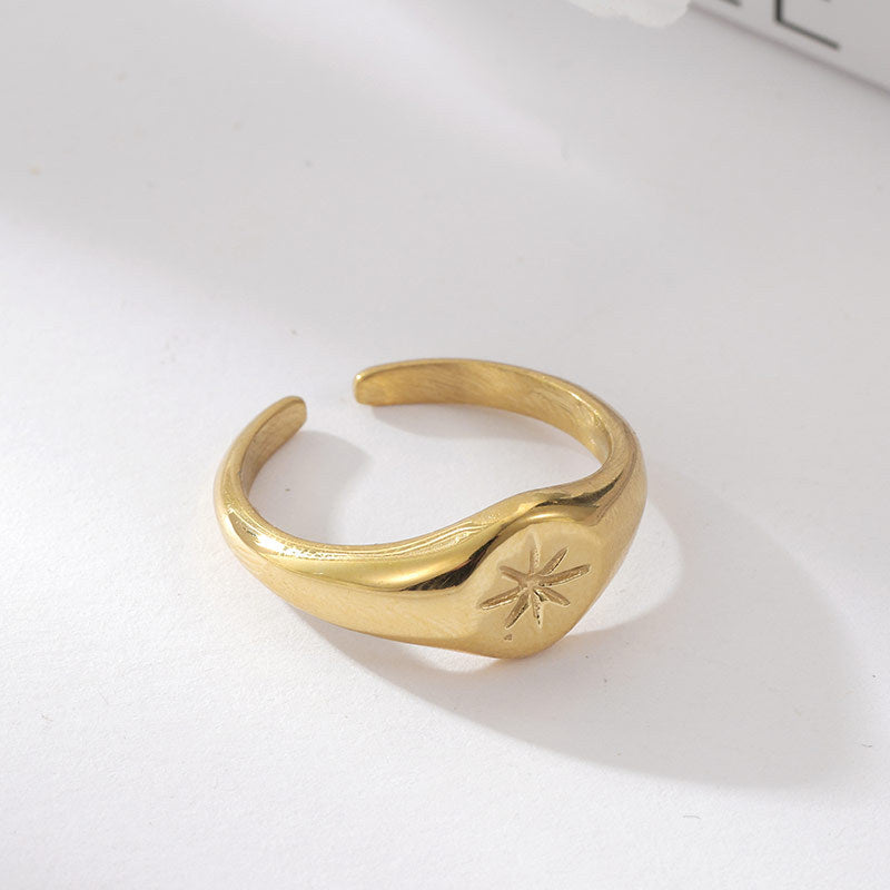 Titanium Steel Gold Plated Eight-pointed Star Rings