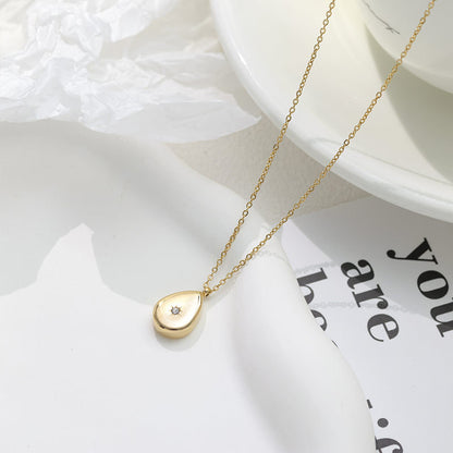 ZIircon Inlaid Temperament 14K Gold Clavicle Necklace