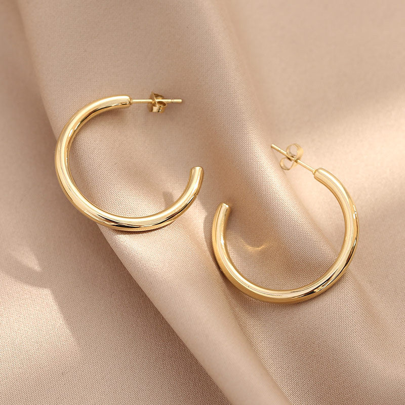 Amy Fashion - Simple Glossy Irregular Shape Stud Earrings