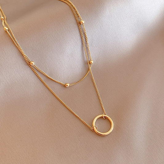 New Arrival Double Layer Circle Pendant Necklaces