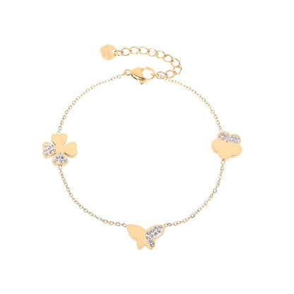 Simple Design Four-leave Clover Butterfly Bracelet