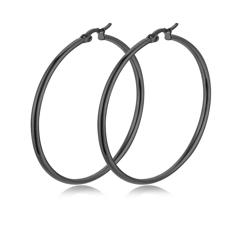 Classic Style Stainless Steel Simple Hoop Earrings