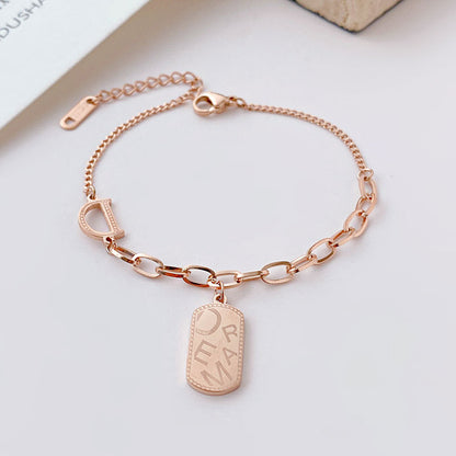 Simple Rose Gold Niche Design Letters Jewelry Bracelet