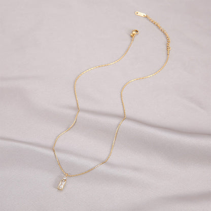 Classic Style Mini Rectangular Shining Zircon Necklaces