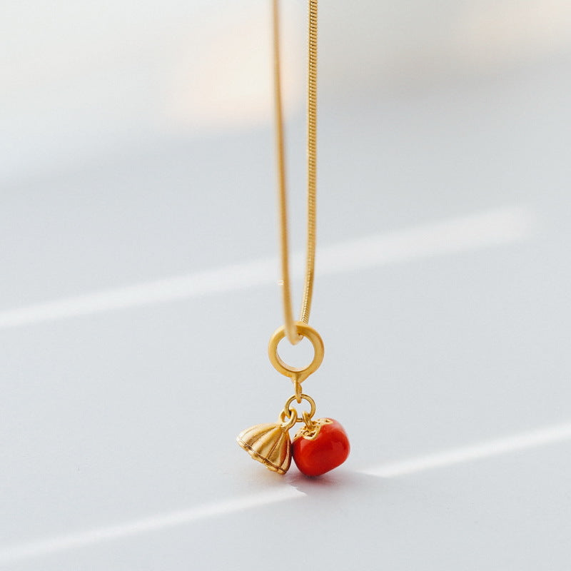 Lucky Orange Red Persimmon Anklet