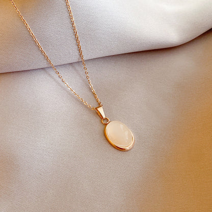 Simple Fashion Opal Stone 18K Gold Necklace