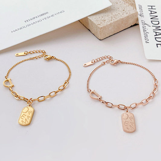 Simple Rose Gold Niche Design Letters Jewelry Bracelet